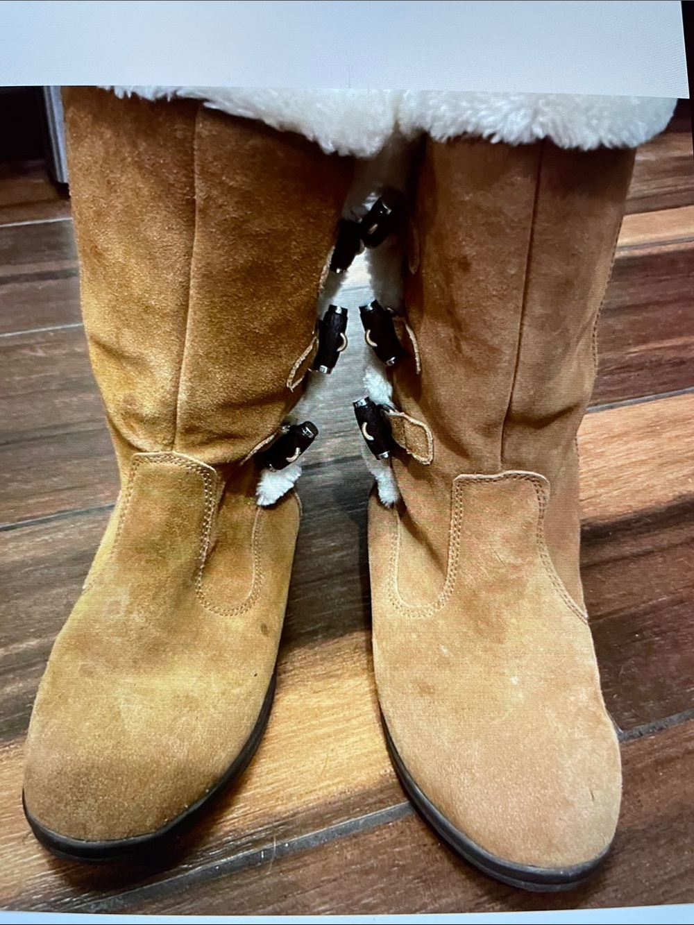 Women’s Tan Suede Faux-Shearling Winter Boots